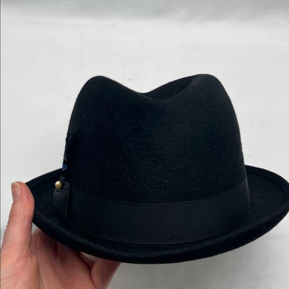 Vintage Hal Joseph Black Hat with Blue Feather - Picture 3 of 9
